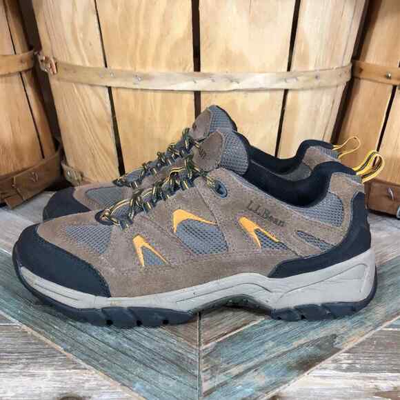 L.L. Bean Trail Model Tan Suede Mesh Waterproof Hiking Shoes Womens Size 10 - Picture 2 of 10